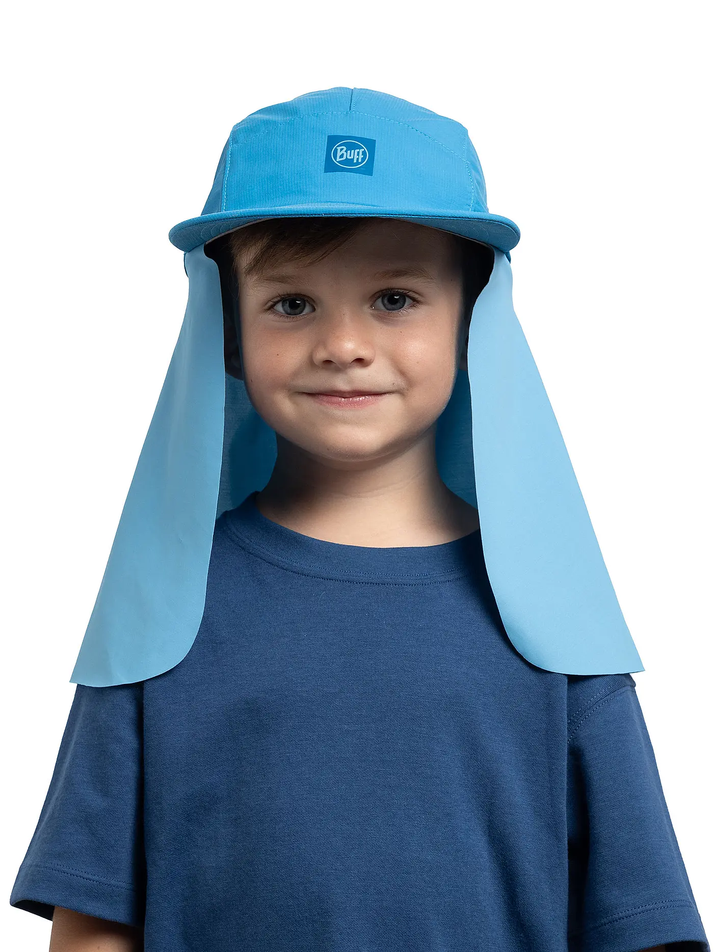 BUFF | Kinder Kappe Desert mit Nackenschutz | blau